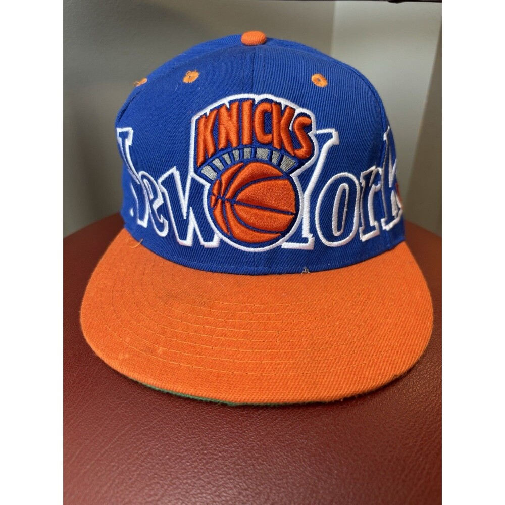 New Era Knicks Snapback Hat Oversized Orange Embroidered New York Graphic